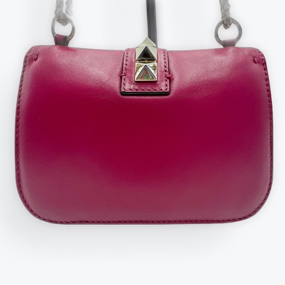 Auth Valentino Garavani Fuchsia Rockstud Small Flap Glam Lock Shoulder Bag - Picture 4 of 16
